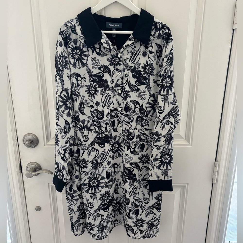 NWT ModCloth Pretty in Ink Shirt Dress 3X